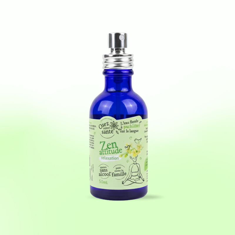 Flacon Zen Attitude de la marque Osez Votre Santé, complément de relaxation fabriqué localement en France selon des valeurs éthiques.